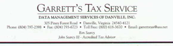 Garrett's Tax Service letter head